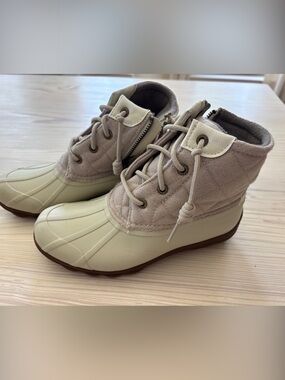 Sperry Ivory Duck Boots with Brown Sole
